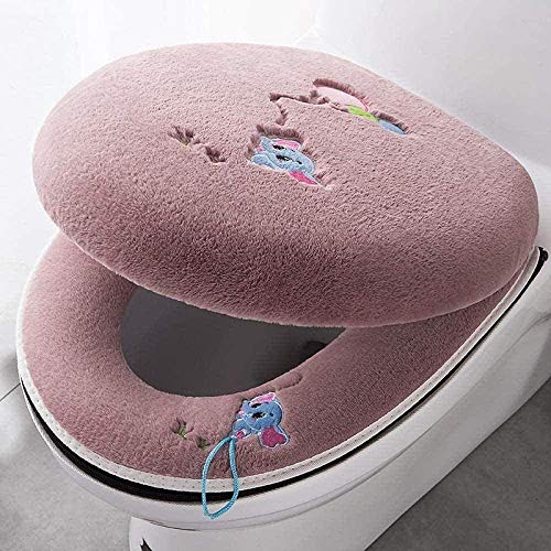 YLKCU 2 Stück weicher Badezimmer-Toilettensitzbezug, Toilettensitz-Isolierbezug, Dickes Kissen für Erwachsene Zweiteiliges Badezimmer-weiches, warmes, waschbares Stoff-Toilettensitzkissen