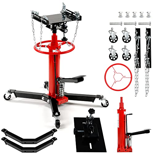 Transmission Jack High Lift 1/2 Ton (1,100 Lb) Capacity Garage Shop Telescoping Hydraulic Jack, 2 Stage Adjustable Transmission Floor Jack, 360° Swivel Wheel Lift Hoist For Car Lift #TOP2