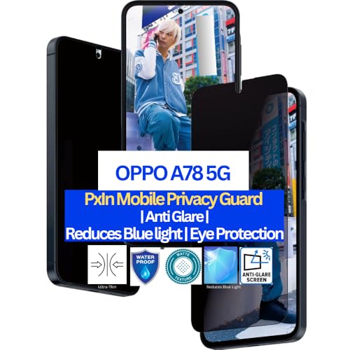 Image of Pxin Mobile Privacy Guard for OPPO A78 5G | Mobile Privacy screen protector | Anti Glare | Anti Spy Screen Protector | Reduces blue light | Self healing guard from scratches | Eye Protection