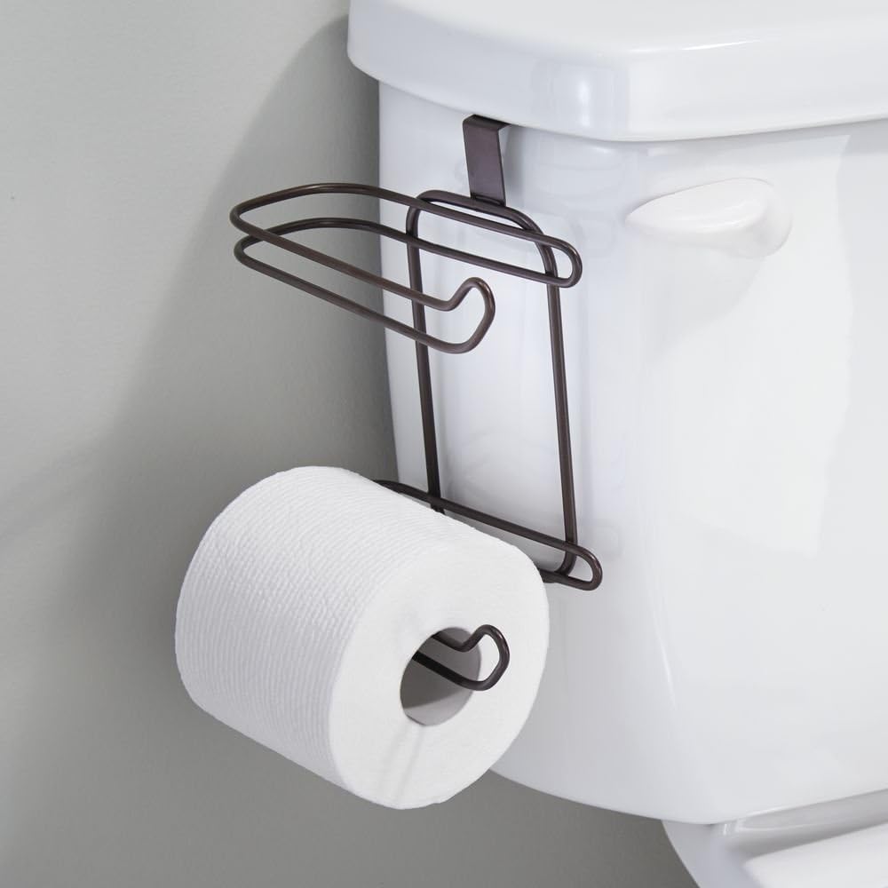 iDesign Classico Toilet Paper Holder for Bathroom Storage, Over the Tank - Bronze