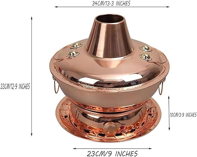 Olla Eléctrica y Carbón Cobre 34cm Hotpot Mongol miniatura 3