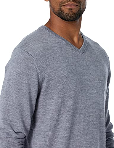Goodthreads Men's Lightweight Merino Wool V-Neck Jumper (Available In Tall), Grey Heather, Medium #TOP2