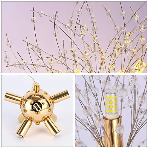 Modern Firework Pendant Chandelier Lighting, 8 Lights Sputnik Lamps Fixtures Stainless Steel Crystal Indoor Home Decoration Light Fitting for Living Room Bedroom Hallway Kitchen Dining Room(Gold)