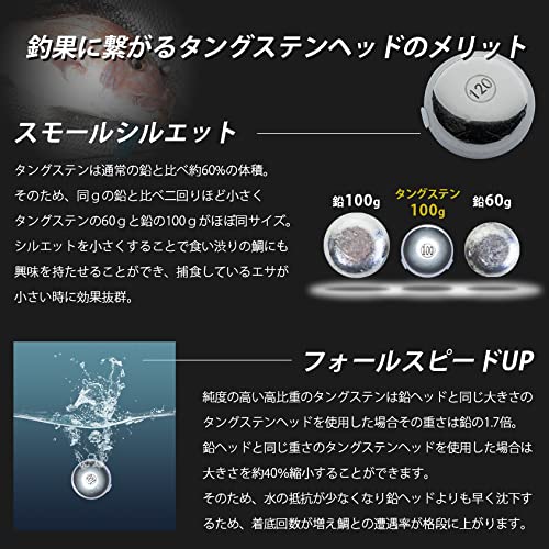 Amazon.co.jp: (97%含有) タングステン ヘッド 釣り 遊動式 タイラバ