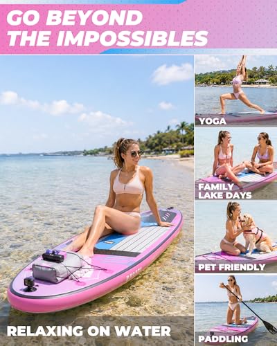 Image of BM Paddle Board Inflatable Stand Up Paddle Board, SUP Paddleboard for Adult, Premium Accessories | Non-Slip EVA Deck & Foam Handles, Camera Mount, Double Action Pump, 85L Travel Backpack