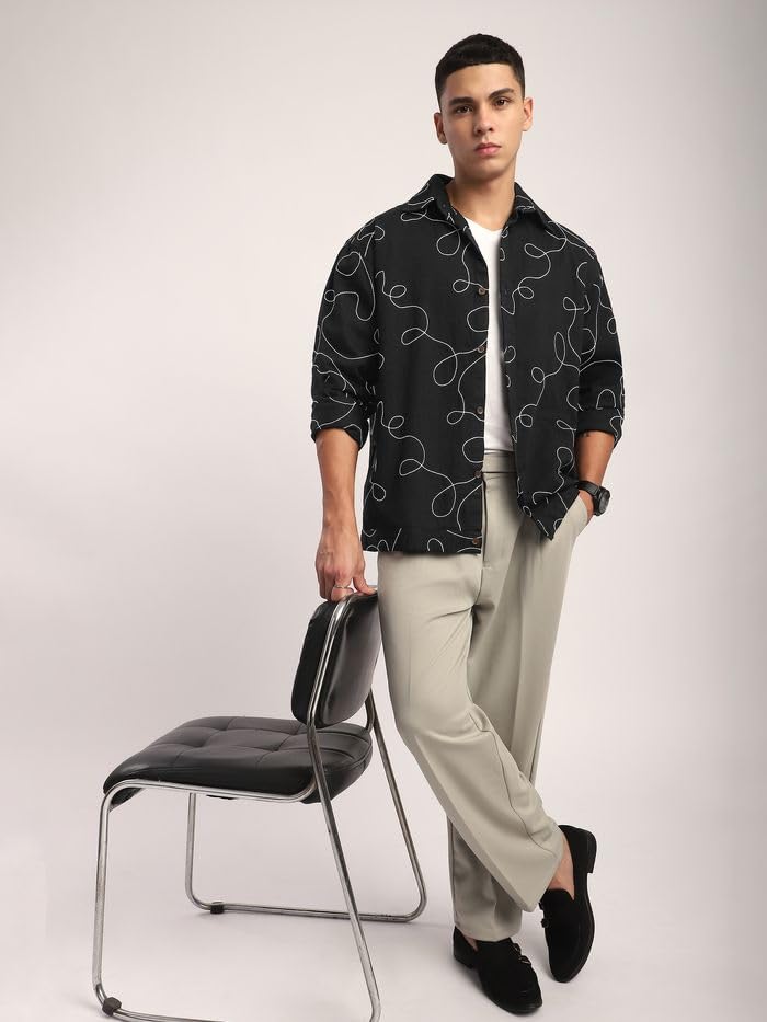 ALANTA Men's Embroidered Printed Shacket Shirt - Image 7