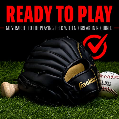 Image of Franklin Sports Baseball and Softball Glove - Field Master - Baseball and Softball Mitt - Adult and Youth Glove - Right Hand Throw - 11 inch - Black /Gold
