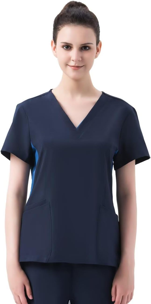Medical Scrubs for Woman Set V Neck Top & Jogger Pants with 5 Pockets Nursing Scrubs,Rib-Knit Side Panel - Image 5