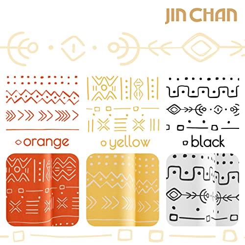 Jinchan Boho Shower Curtain Mudcloth Fabric Shower Curtain Geometric Yellow Shower Curtain Mud Cloth Decor Bohemian Shower Curtain Spring Water Repellent Hooks Included In Bath 70X72 Inches 1 Panel #TOP4