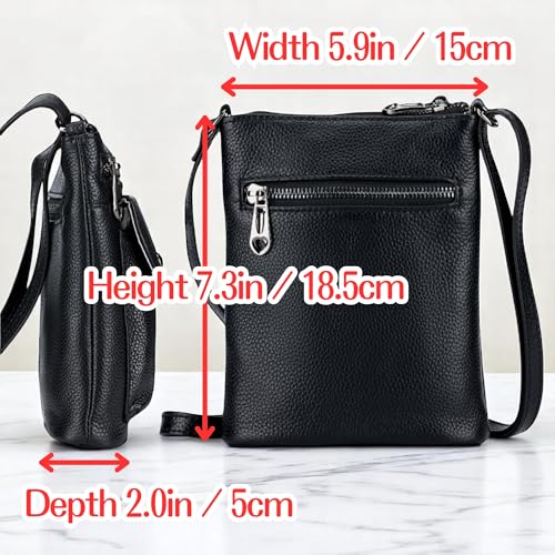 Genuine Leather Adjustable Small Crossbody Phone Purses Key Ring Strap, Travel Zipper Shoulder Handbags, Pockets Credit Card3