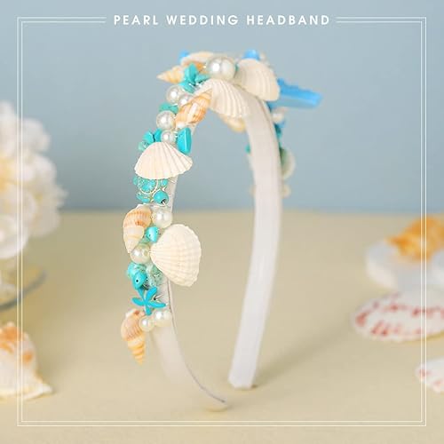 Miniatura 3 de Unicra Diadema de estrella de mar con perlas para el pelo nupcial, aro de concha de mar, pieza para el cabello, accesorios para el cabello de boda