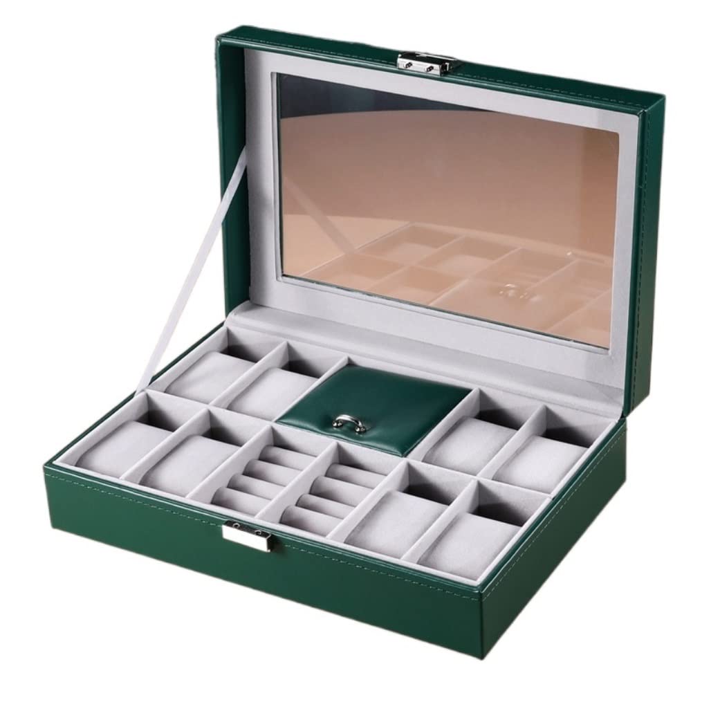 QUSYZD Watch Case Watch Roll 8 Slots Watch Box Leather Jewelry Box Watch Organizer for Watch Rings Bracelets Watch Box Watch Winder,Green
