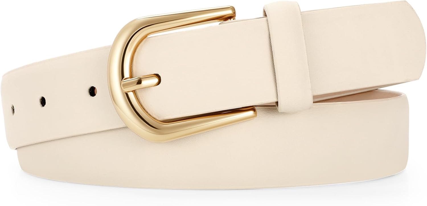 JASGOOD Leather Belt Women Belts for Jean Pants with Gold Buckle Fashion Ladies Waist Belt