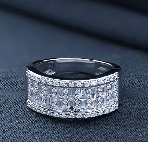 Dazzlingrock Collection Baguette & Round White Diamond Multi Row Anniversary Ring for Women (0.98 ctw, Color I-J, Clarity I1-I2) in 14K Solid Gold2