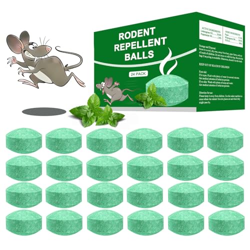 Mouse Rodent Repellent, 24 Pack Peppermint Oil to Repel Mice and Rats– Works for Mice Repellent, Squirrels, Indoor/Outdoor Use, Safe for Homes & Pets