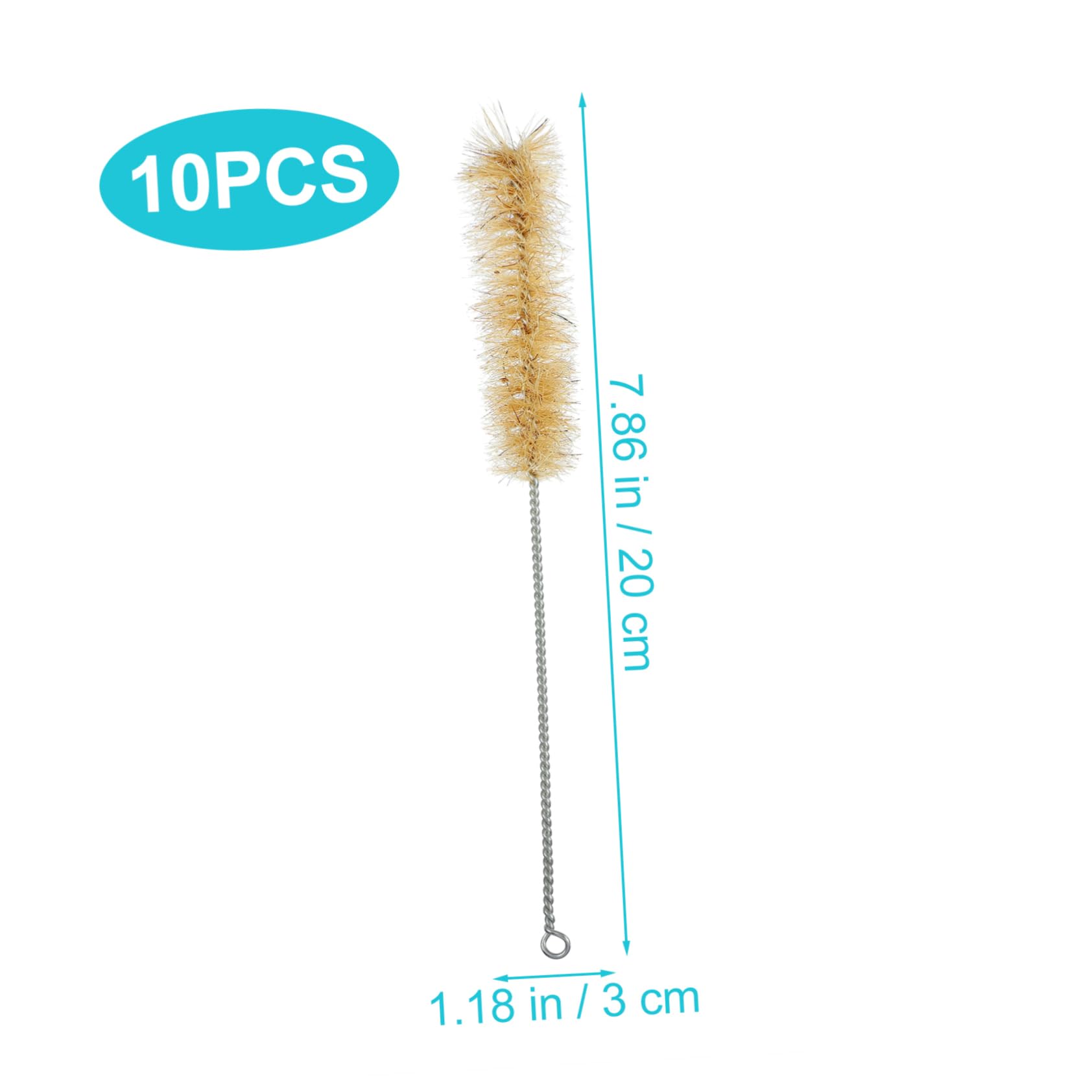 NULYLU Long Straw Brush Tube Cleaning Brushes Set of 10 Nylon Material Safe Ends for Glass Cleaning Loop for Convenience