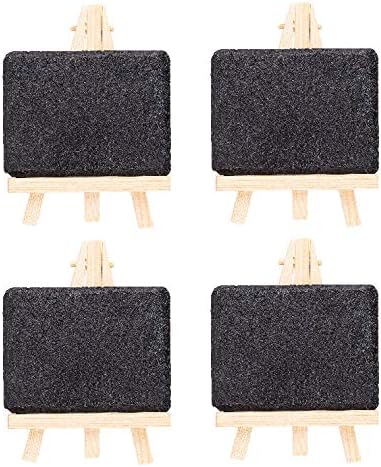 VersaChalk Premium Slate Mini Chalkboard Signs for Food with Easel Stand, 3 x 4 Inches, 4 pcs - Small Rustic Chalk Board Farmhouse Decorations for Wedding Table Numbers, Graduation Party, Baby Shower