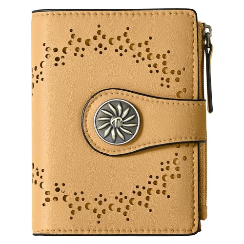 Tipmile Small Wallet for Women Bifold RFID Blocking Card Holder Leather Wallets with Zipper Coin Pocket