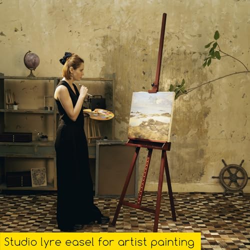 Image of MEEDEN Large Painting Easel Stand: Solid Beech Wood Studio Easel for Adults