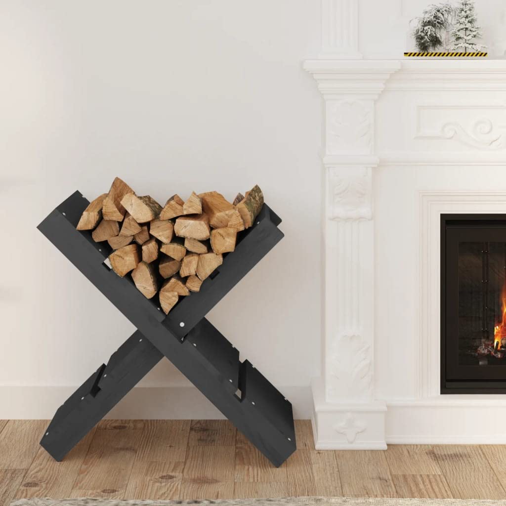 SKM Porte-bois de cheminée gris 47 x 39,5 x 48 cm pin massif, poids : 4,6 kg, 822449