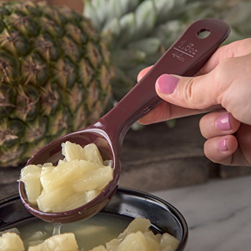 Image of Carlisle FoodService Products 496101 Perforated Short Handle Portion Control Spoon, 1.5 oz, Reddish Brown