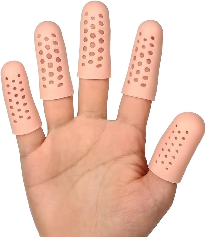 Sumiwish Breathable Finger Caps, 10 PCS Finger Covers, Silicone Finger Sleeves, Gel Finger Cots for Finger Toe Cracking, Eczema, Blisters, Corns, Broken Toe