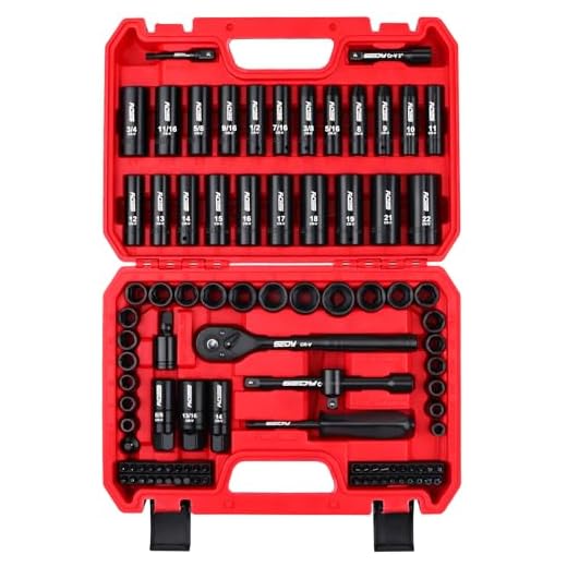 96-Piece 3/8" Drive Impact Socket Wrench and Bit Set, SAE 5/16”-3/4” & Metric 8-22mm, Cr-V Standard & Deep Sockets, Power Bits, Ratchet Handle, Universal Joint, Bit Holder, Adapters, Spark Plug Socket