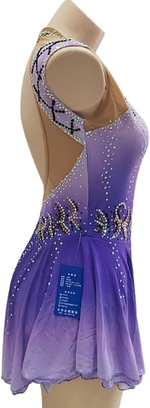Girl's Purple Gradient Sleeveless Figure Skating Performance Costume for Women