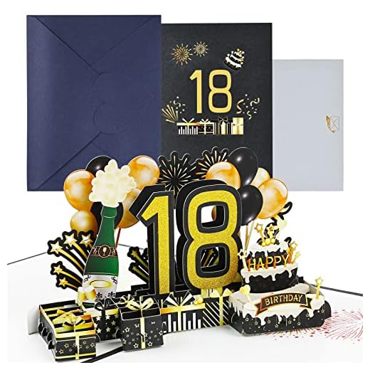 joyoldelf Tarjeta de felicitación de cumpleaños para 18º Pop Up 3D Pop Up tarjeta de felicitación de cumpleaños, tarjetas de cumpleaños con sobre para mujeres, madres, niñas