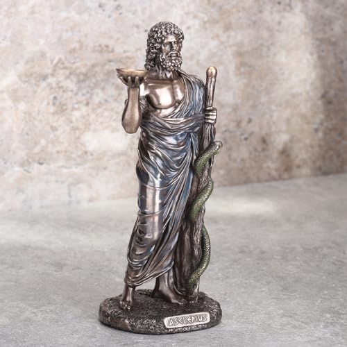 Figura en Resina con Acabado Bronce de Dios Griego Asclepio miniatura 3