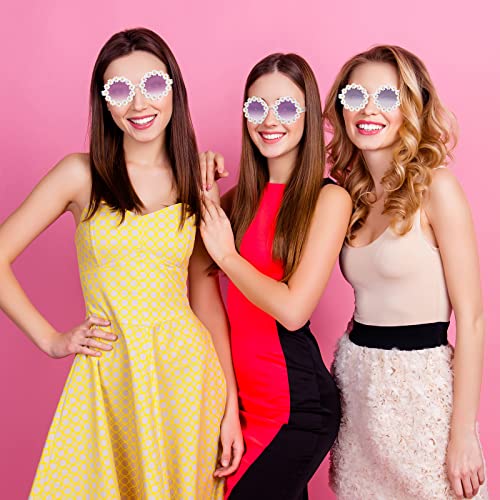 4 Packs Daisy Flower Sunglasses Daisy Shape Round Glasses Novel Floral Party Sunglasses Eyewear for Women3