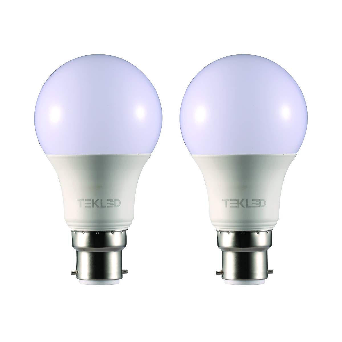 TEKLED® A60 DIMMABLE LED Bulbs | B22 Bayonet Cap | Energy Saving 7W Light Bulb 60W Incandescent Bulb Equivalent | 2700K 595LM | 2-Pack | Warm White