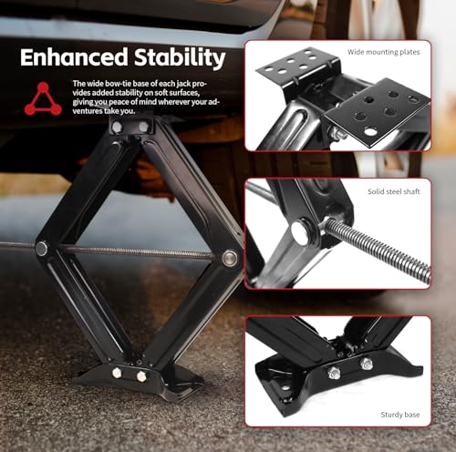 Image of MaxxHaul RV Stabilizer Leveling Scissor Jacks 4-24 Inch Height 9500 lb Capacity Each Speed Crank Handle Alloy Steel Set of 2 (50971)