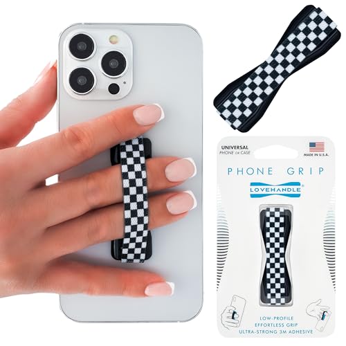 Image of LOVEHANDLE Original Universal Phone Grip - Black and White Checkered