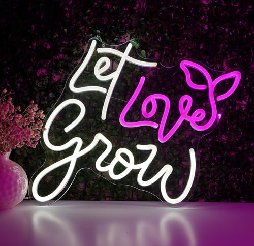 Let Love Grow Neon Sign Led Light, Neon Wall Sign For Bedroom, Living Room, Wedding Party, Valentine's Day Decoration Birthday Christmas Gift For Couples Lovers