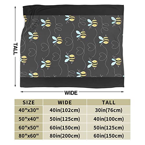 Couverture polaire microfibre douce jaune motif Bumble Bees