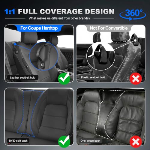 Image of AOMSAZTO Custom Fit Seat Covers for Ford Mustang Coupe 2015-2026 Black