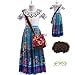 UGIF Mirabel Costume Bambina, Mirabel Abito, Include Parrucche e montature per Occhiali + Borsa,Cosplay Dress Wig, Mirabel Madrigal, Carnevale Maschera Cosplay Dress,