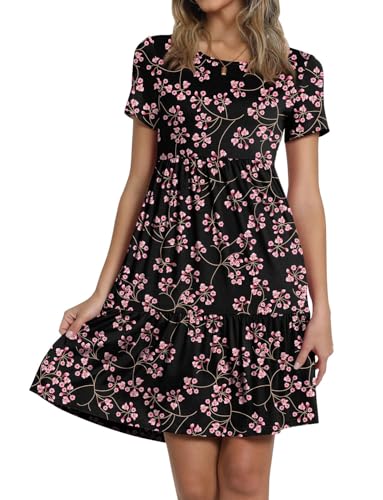 Image of TAOHUADAO 2026 Summer Dresses for Women Short Sleeve Ruffle Casual Sundress with Pockets