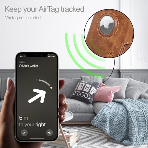 TRUSADOR Unisex Toscana AirTag Holder Leather Wallets (AirTag & Coin Holder, Cognac)4