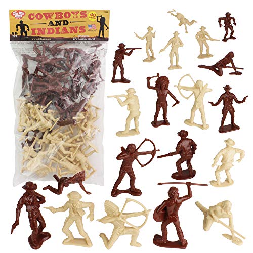 Timmee cowboys and indians plastic figures: 40pc playset - made i…