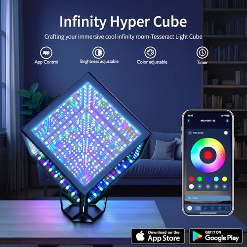 FKEIOI Hyper Infinity Cube Mirror Light, RGBW Gaming Room Decor Gift, 6.2in - image 4