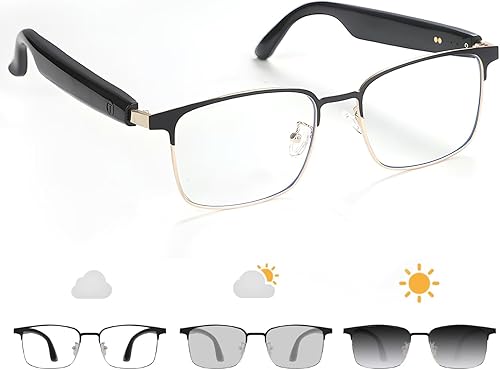 Lentes inteligentes con oreja abierta, lentes fotocrómicas, gafas de sol polarizadas Bluetooth, asistente de voz, altavoces de micrófono para