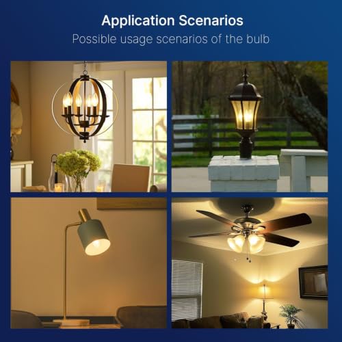 Image of FLSNT 60W Equivalent LED Chandelier Light Bulbs, Dimmable LED B11 E12 Candelabra Base Bulbs, 3000K Warm White, 500LM, 96 Pack