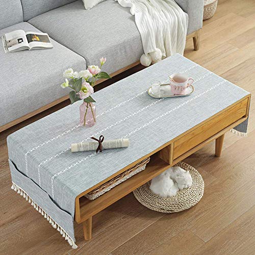 Nappe en coton et lin anti-poussière lavable 70x180cm à rayures