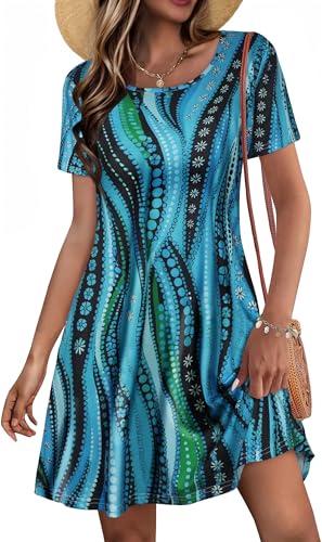 Image of JOLIGAL Summer Dresses for Women Casual Short Sleeve Sundress Scoop Neck Beach T Shirt Dress with Pockets 2026