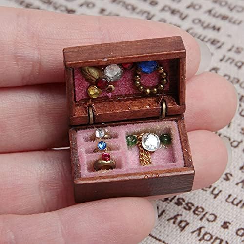 Acxico 1Pcs 1:12 Mini Miniature Wooden Jewelry Box Bedroom Accessories Mini Decor - Image 2
