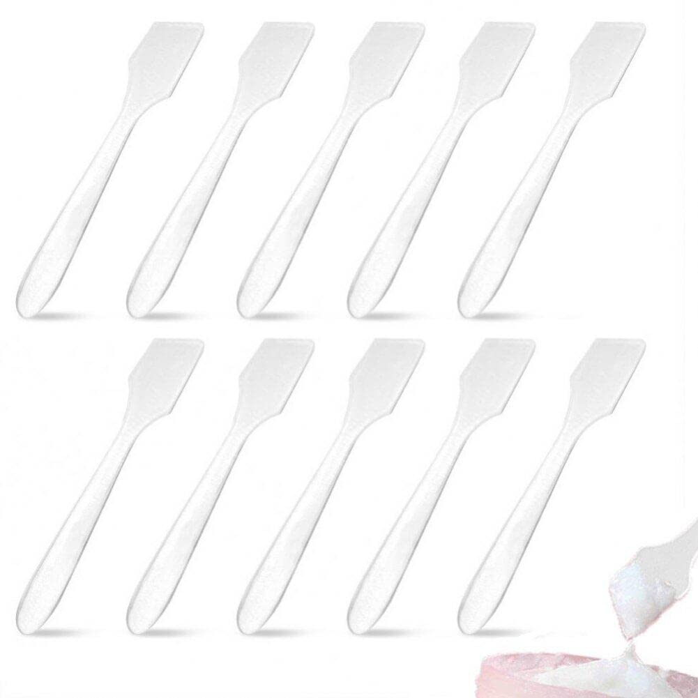 Luxylei 20 Pcs/set Disposable Cream Spatulas Makeup Mask Tip Scoops Plastic Cream Mask Tip Spatulas for Mixing and Sampling Cosmetics