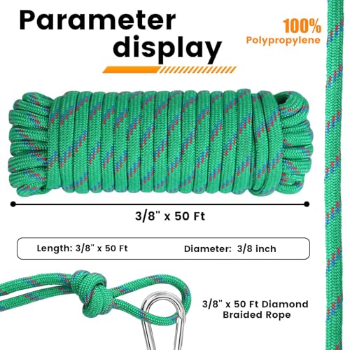 3 8 X 50 Ft Diamond Braided Rope