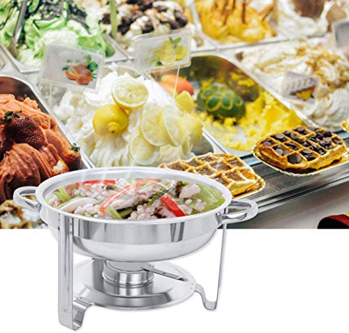 HSBAIS Speisenwärmer Buffetwärmer, 6 Qt Runde Edelstahl Chafing Dish mit Deckel Warmhaltebehälter Satz w/Kraftstoff für… – Bild 3